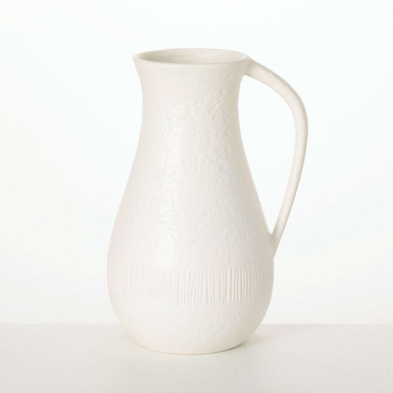 Sullivans 10" White Chiffon Stone Pitcher