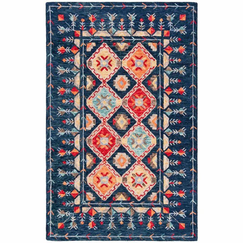 Aspen APN515 Hand Tufted Indoor Area Rug - Navy/Orange - 5'x8' - Safavieh