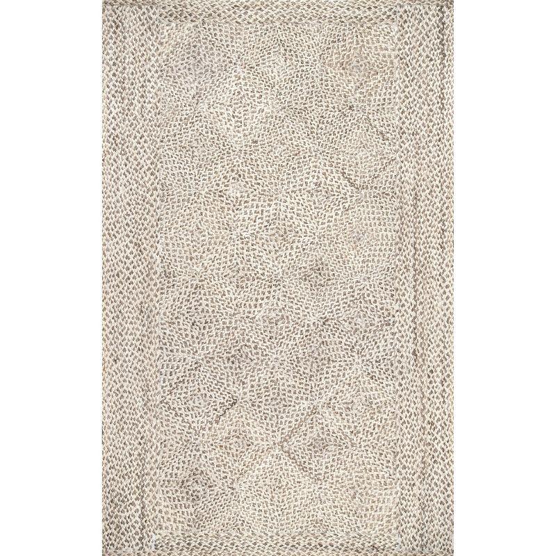 Handmade Gray Jute Trellis Area Rug 5' x 8'