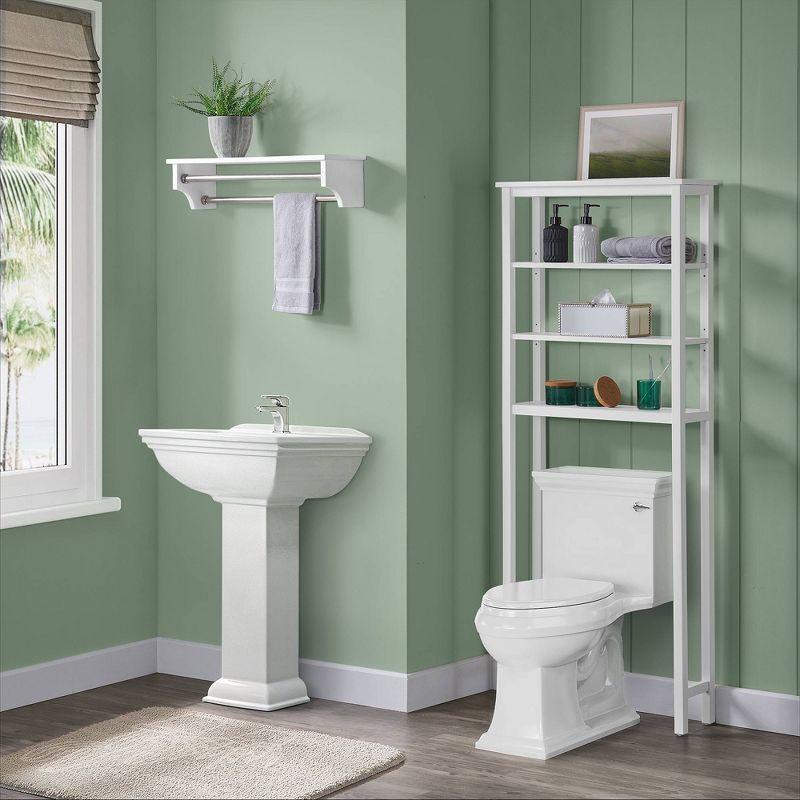 Dover Bathroom Shelf with Two Towel Rods White - Alaterre Furniture