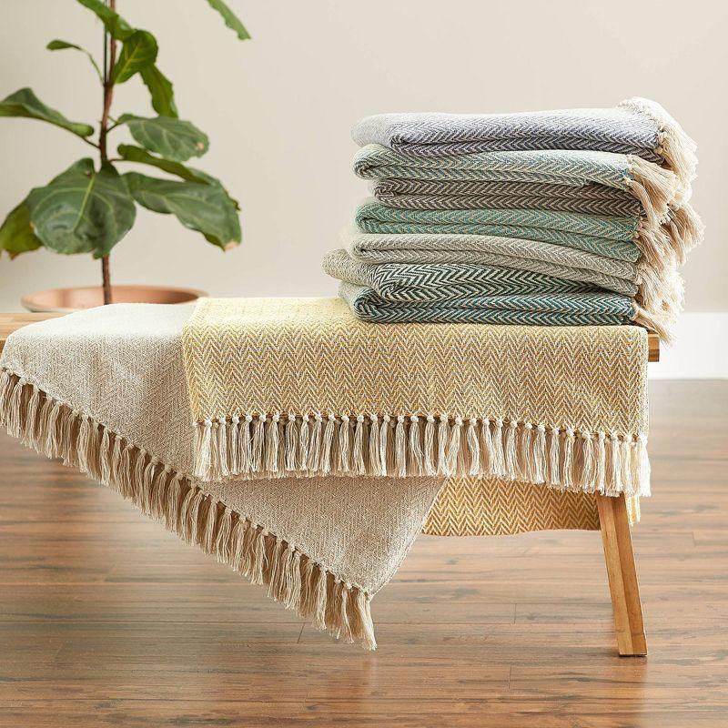 50"x60" Handloom Chevron Throw Blanket Aqua Blue - Design Imports: Cotton, Woven, Lightweight