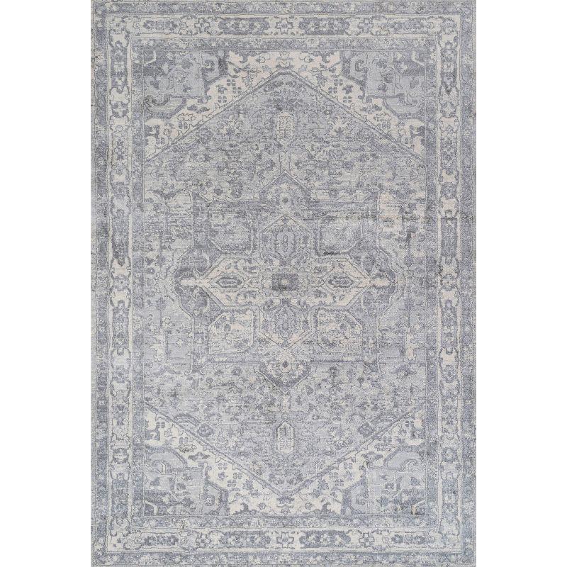 8' X 10' Modern Persian Vintage Medallion Area Rug, Light Gray/Ivory - JONATHAN Y