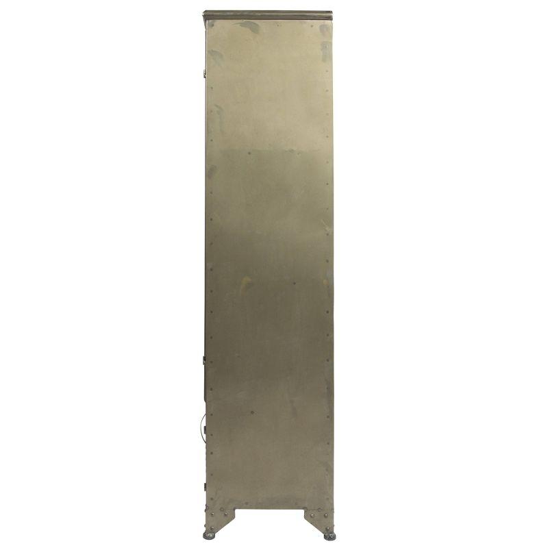 Storied Home Metal 57.5" Tall Decorative Storage Cabinet Gunmetal: Fixed Shelves, Adult Assembly Required