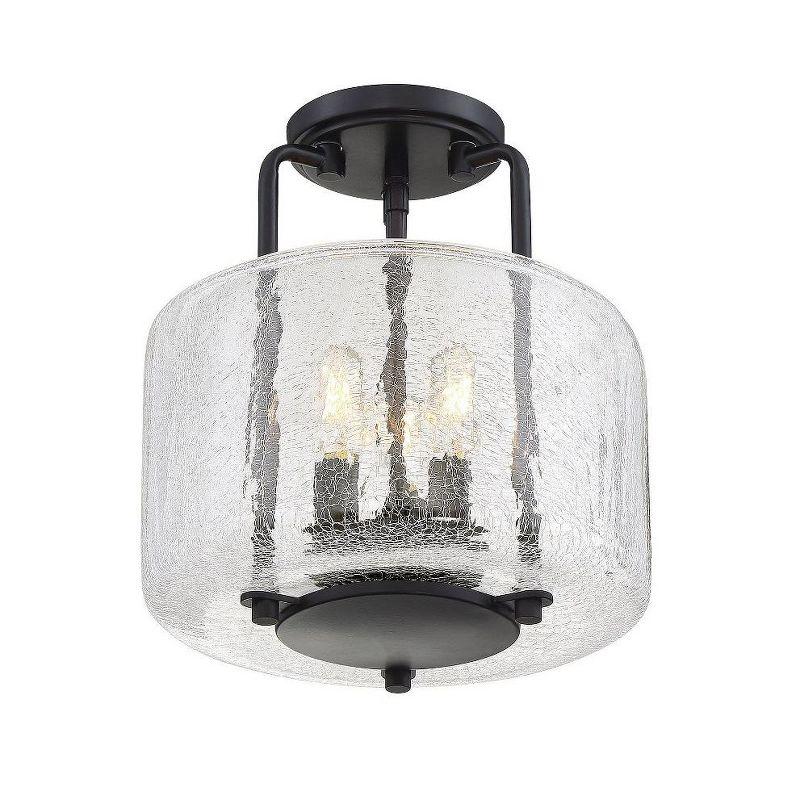 Avalon Transitional 3-Light Nickel & Glass Semi-Flush Mount in Black