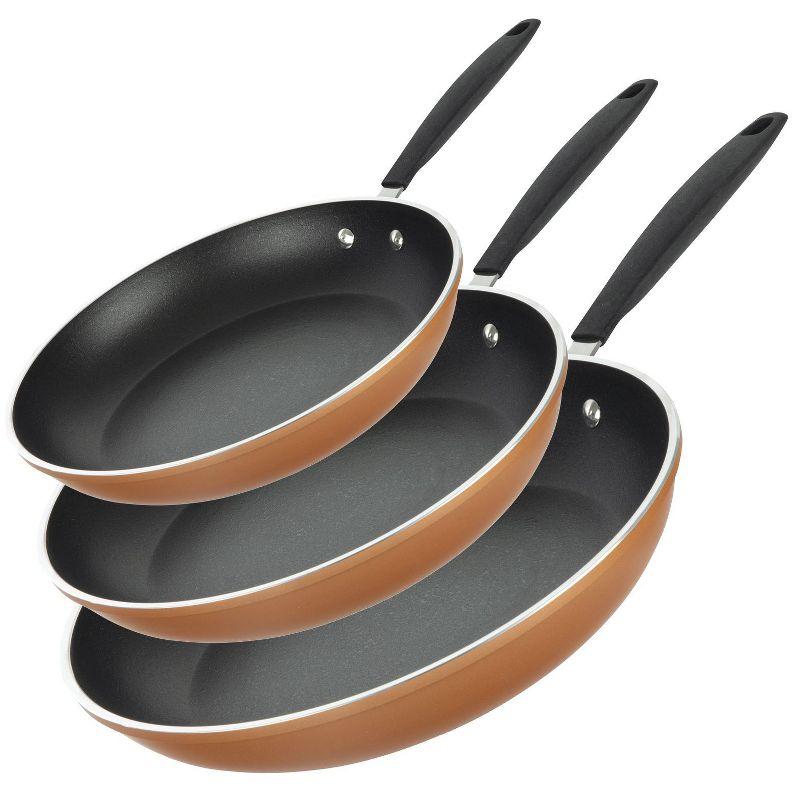 Gotham Steel Copper Nonstick Ceramic Coated Fry Pan Set - 8'', 10'' and 12''