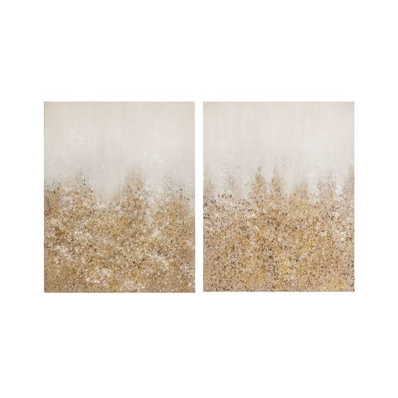 Madison Park Set of 2 22" x 28" Glimmer Hand Brush Embellished Canvas Gold: Modern Abstract Wall Art for Living Room