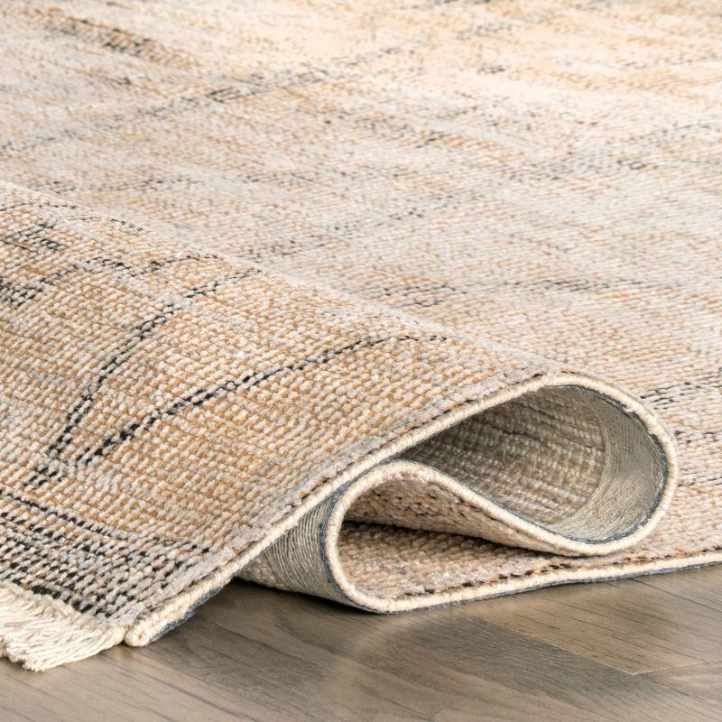 Nuloom Chantal Geometric 5x8 Wool Indoor Area Rug for Living Room Bedroom Dining Room Kitchen, Beige/Ivory