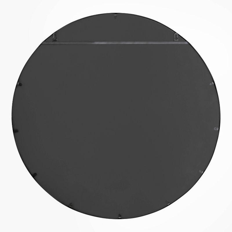 30" Kaveena Round Wall Mirror Black - Kate & Laurel All Things Decor: Modern Metal Frame, No Assembly Required