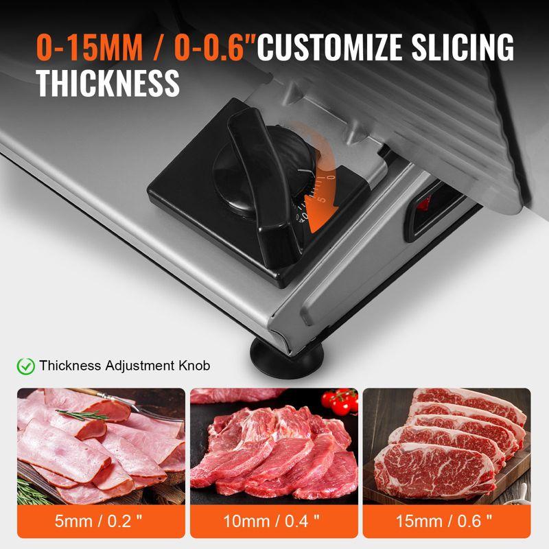 VEVOR Meat Slicer, 7.5 inch Electric Deli Food Slicer, 180W Meat Cutter with a Premium SUS420 Blade, 0-0.6 inch Adjustable Thickness, Slicer Machine