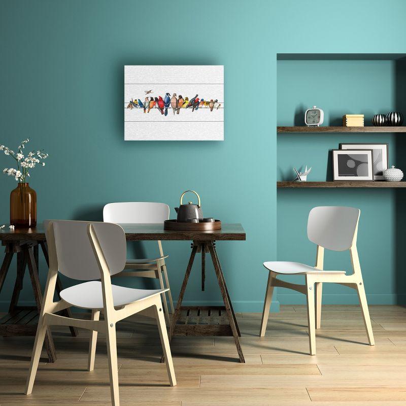 Trademark Fine Art -12"x16"  Wendy Russell 'Large Bird Menagerie Ii' Wood Slat Art