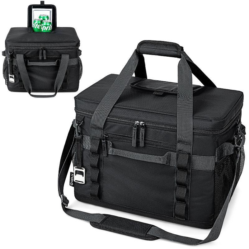 OPUX Soft Sided Cooler Bag, Insulated Collapsible Portable Leakproof with Shoulder Strap, Beach Camping Travel Road Trips (Black, 60 Cans)