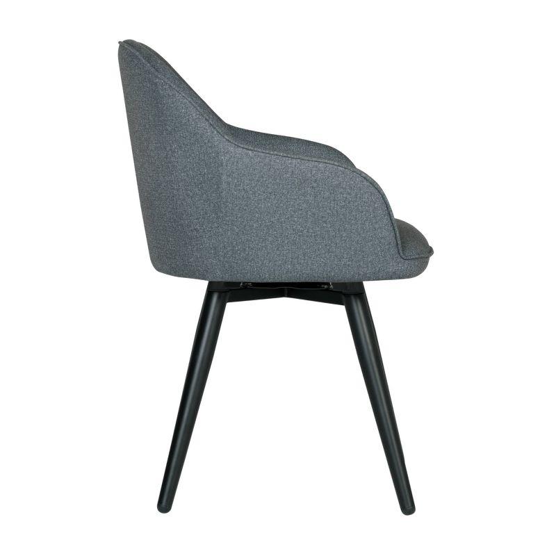 Charcoal Gray Metal Swivel Armchair with Upholstered Seat