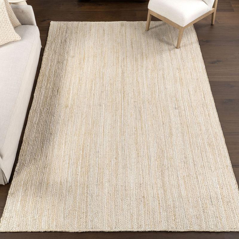 Nuloom 10 Square Rigo Jute Hand Woven Indoor Area Rug, Off White, Solid Farmhouse Design, Natural Fiber Bedroom, Living Room, Kitchen,