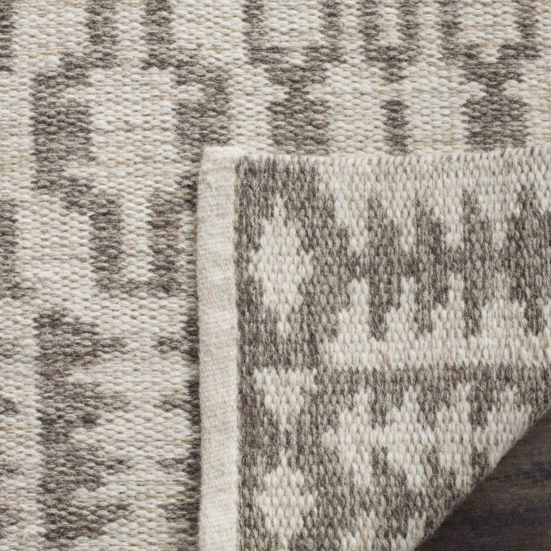 Light Gray and Brown Wool 4' x 6' Handwoven Area Rug