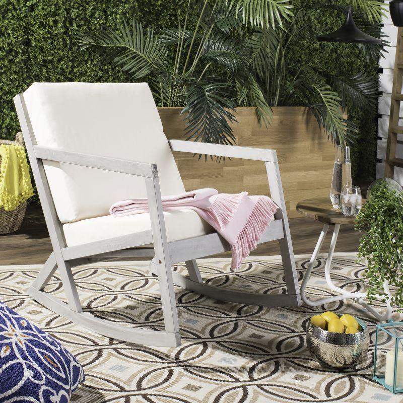 Vernon Rocking Chair Indoor/Outdoor - PAT7013 - Grey/Beige - Safavieh