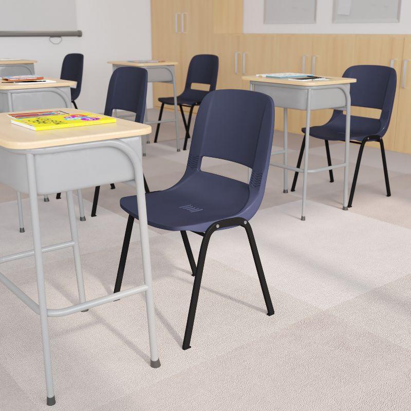 Navy Ergonomic Metal Frame Stackable School Chair