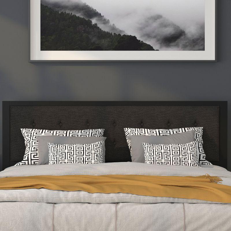 Flash Furniture Bristol Metal Tufted Upholstered King Size Headboard in Black Fabric