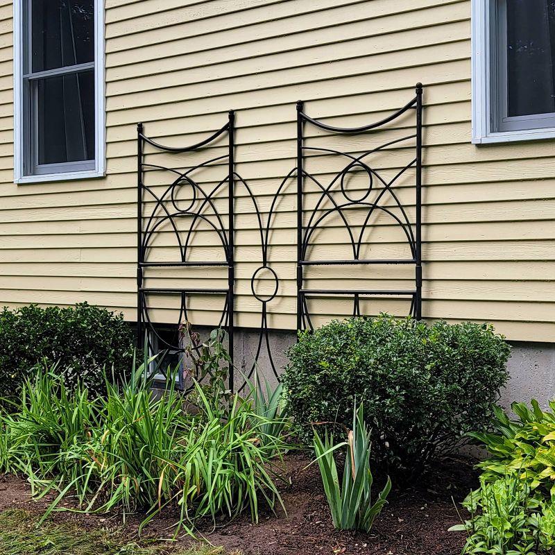 Achla Designs 86.25"H Powdercoated Wrought Iron Outdoor Garden Aurora Trellis Black