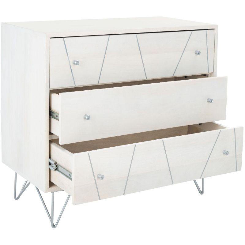 Marigold 3 Drawer Chest - CHS9001 - White Washed/Silver - Safavieh