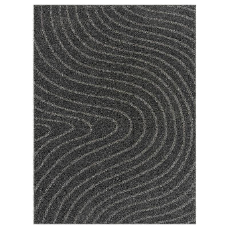 Luxe Weavers Modern Geometric Wave Anthracite 8x10 Indoor Area Rug