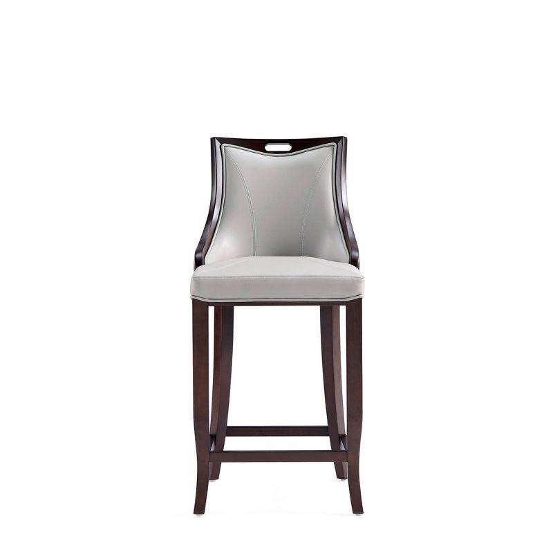 Manhattan Comfort Set of 3 Emperor Upholstered Beech Wood Faux Leather Barstools Light Gray: Semi-Gloss Finish, Foam Padded