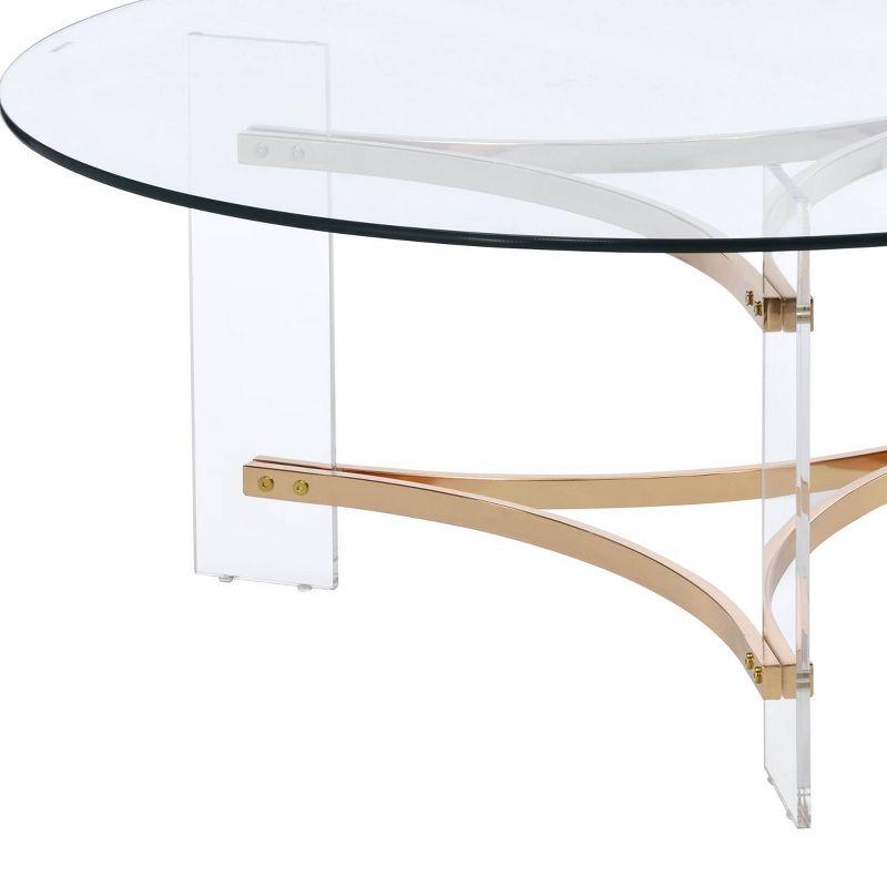 41" Sosi Coffee Table Gold Finish - Acme Furniture: Chic Acrylic Base, Clear Glass Top, No Assembly Required