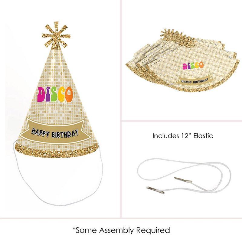 Big Dot of Happiness 70's Disco - Cone Happy Birthday Party Hats for Kids and Adults - Set of 8 (Standard Size)