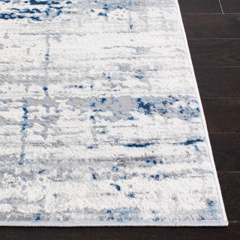 Amelia Ivory and Blue Abstract Square Area Rug