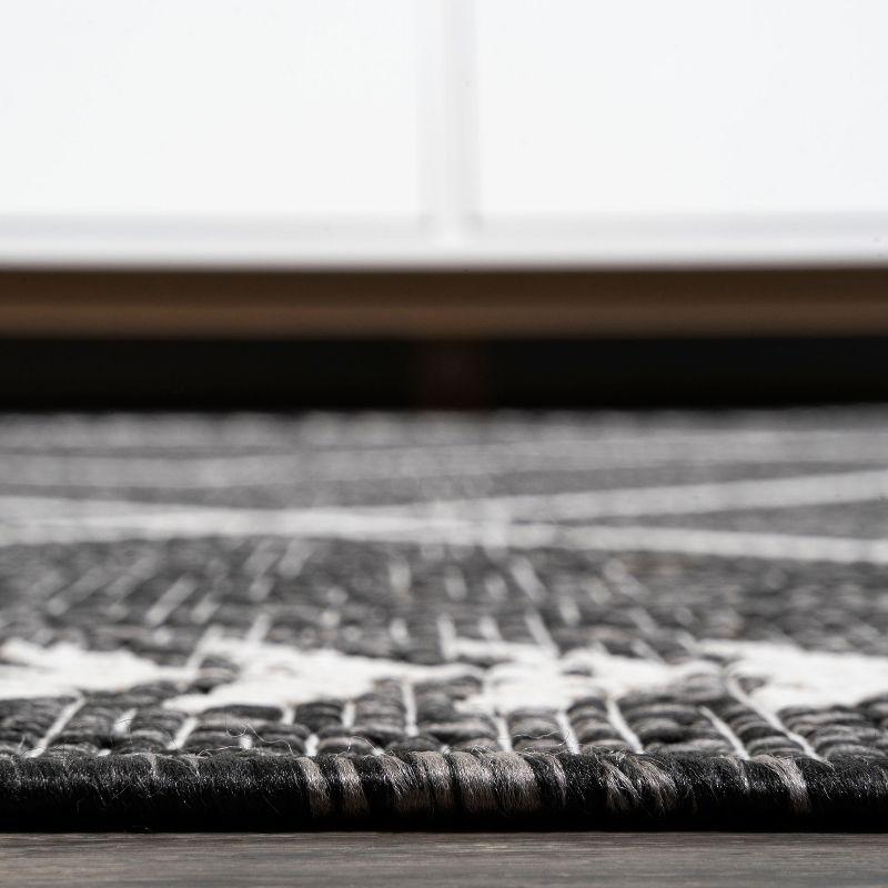 2'x10' Derya  Diamond Trellis Indoor/Outdoor Runner Rug, Black/Ivory - JONATHAN Y