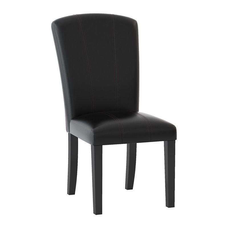 Espresso Elegance Faux Leather Brown Side Chair with Wood Legs