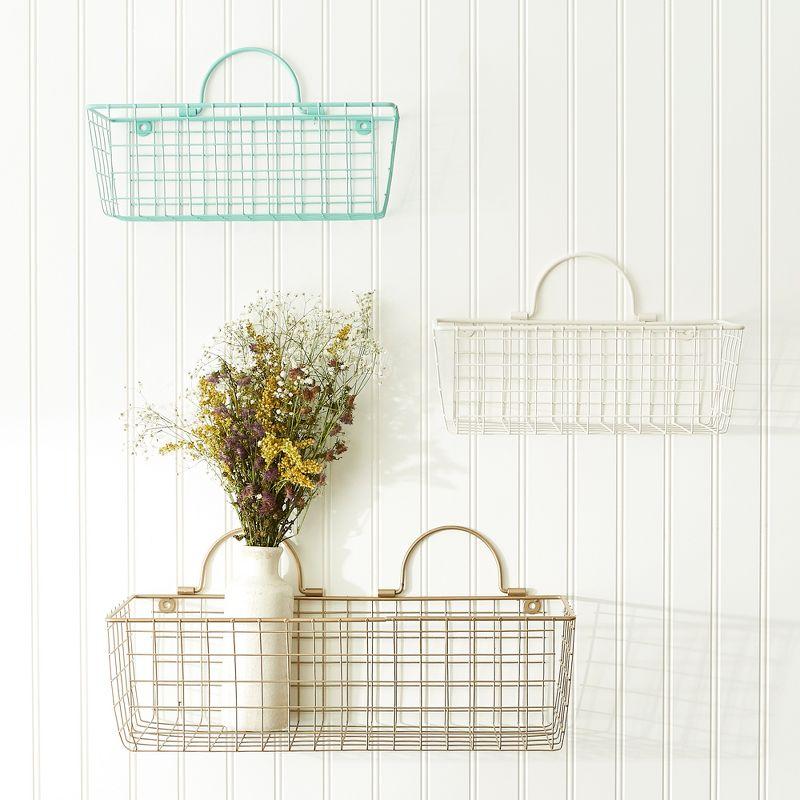 Small Gold Wire Wall Basket Set/2