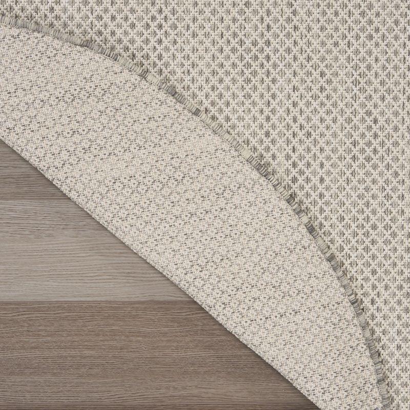 Nourison 5' x 5' Courtyard Modern Easy Care Flatweave Indoor Outdoor Round Rug Ivory/Silver