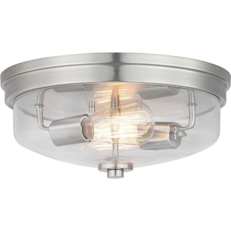 Progress Lighting Blakely 2-Light Flush Mount Ceiling Fixture, Brushed Nickel, Clear Glass Shade