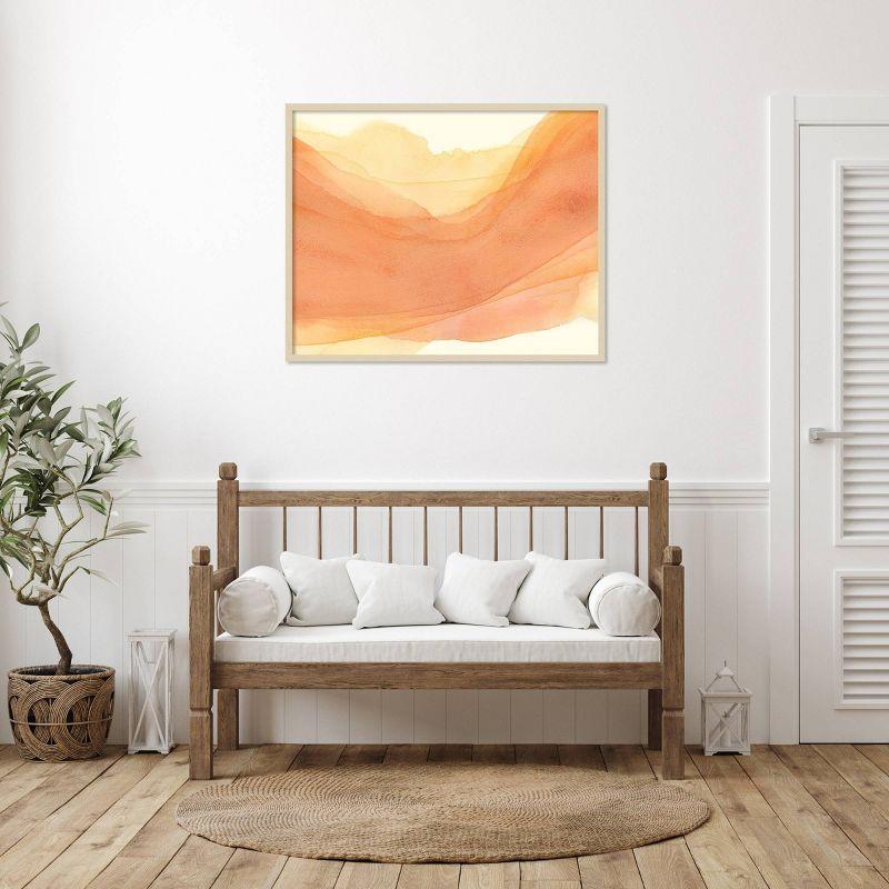 Sunset Layers I Abstract Giclee Print on Canvas with Natural Wood Frame