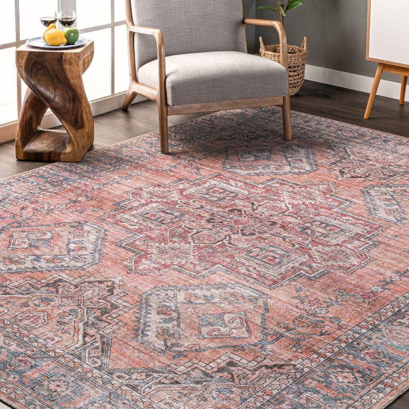 Nuloom Maple Machine Washable Floral Medallion Area Rug