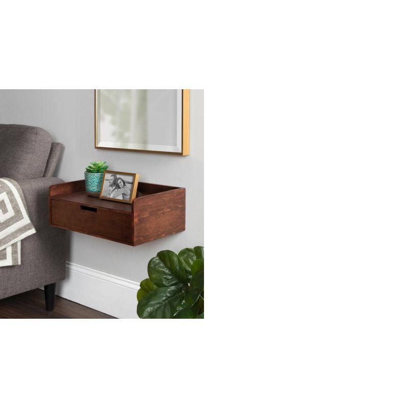 18" x 12" x 6.5" Kitt Floating Shelf Side Table with Drawer - Kate & Laurel All Things Decor: Wall Mounted Storage