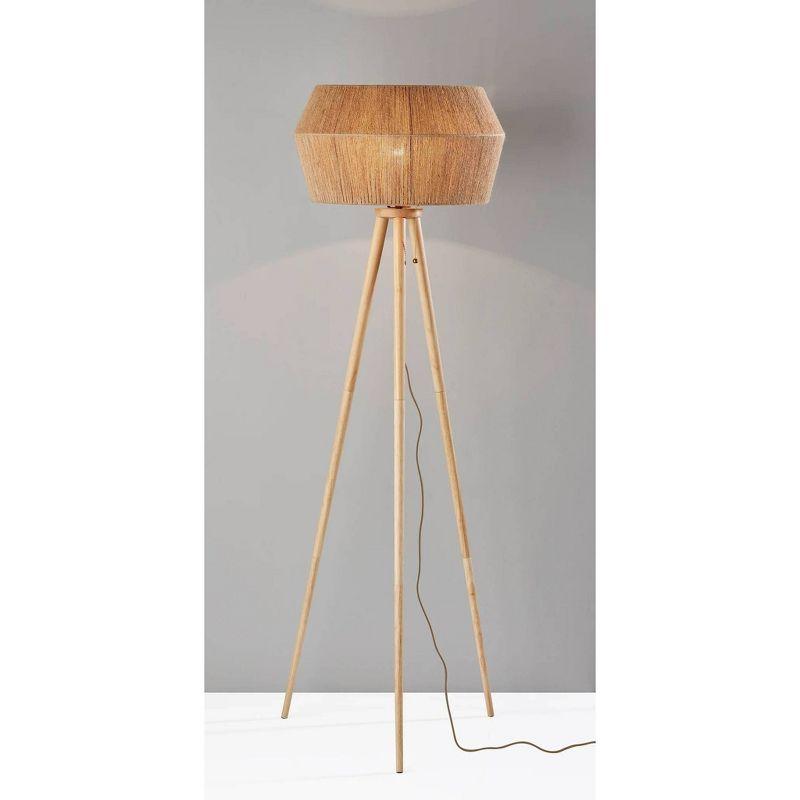 Adesso Montana Floor Lamp Natural: Modern Tripod Design, Pull Chain, UL Listed, Wood Body