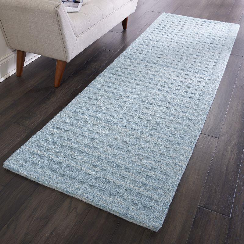 Artisan Sky Blue Wool Textured 27" x 96" Runner Rug