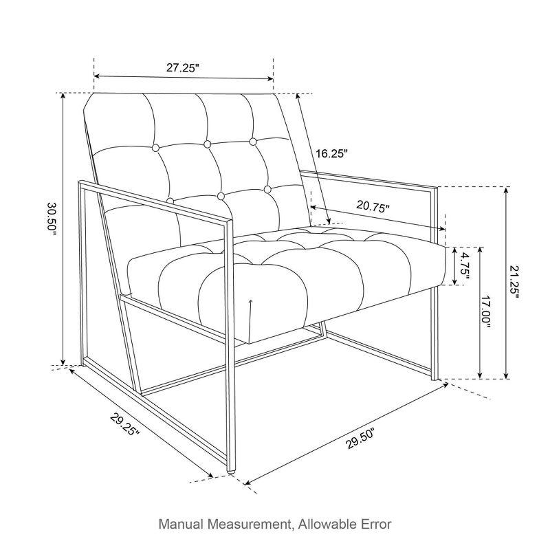 Mid-Century Modern Leatherette Button Tufted Arm Accent Chair - Glitzhome