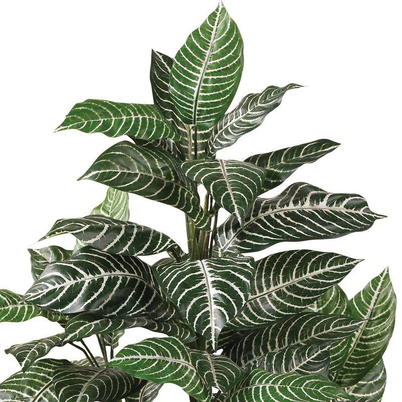 36" x 20" Artificial Zebra Silk Plant in Wicker Pot - Nearly Natural: Indoor Floor Plant Decoration