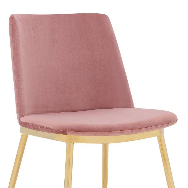 Elegant Pink Velvet and Gold Metal High-Back Dining Chairs (Set of 2)