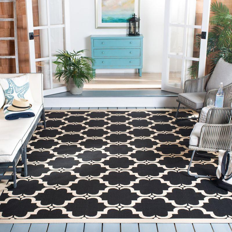 Courtyard CY6009 Power Loomed Indoor and Outdoor Area Rug - Black/Beige - 9'x12' - Safavieh