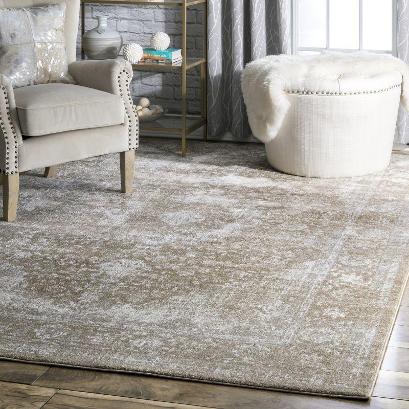 Lindsay Vintage Brown Synthetic 5' x 7' Easy-Care Area Rug