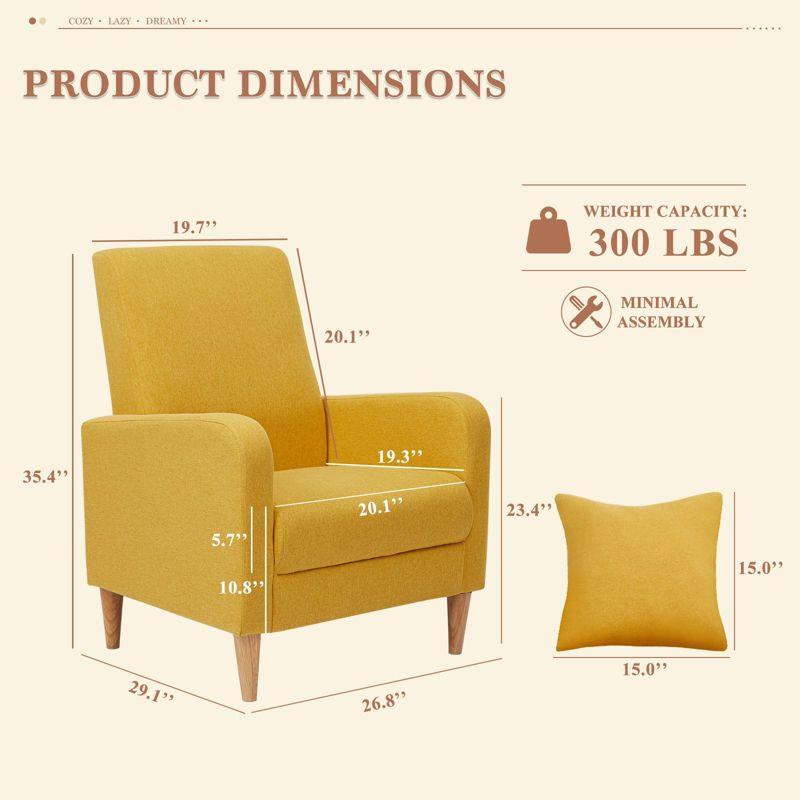 Modern Upholstered Accent Chair  | COLAMY | Yellow