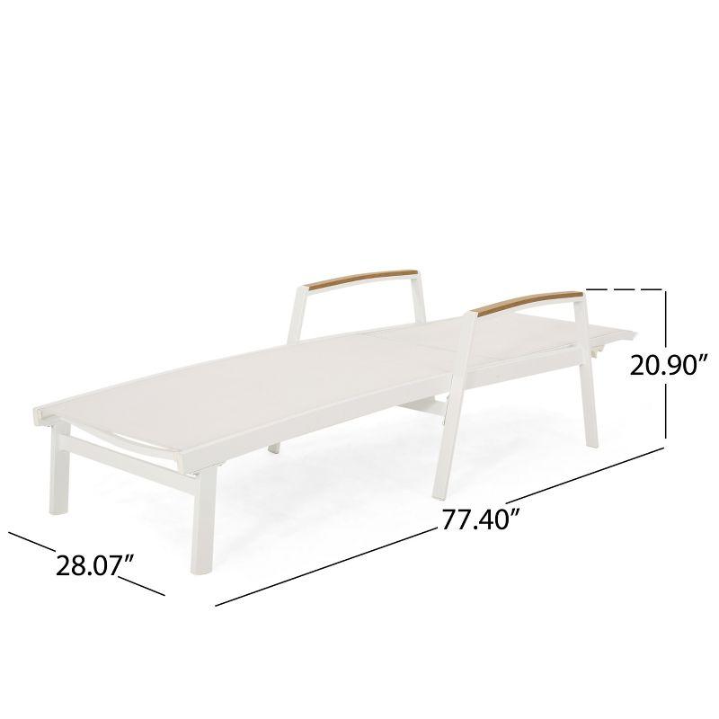 GDFStudio Joy Outdoor Aluminum Adjustable Chaise Lounge with Mesh Seating (Set of 2), White