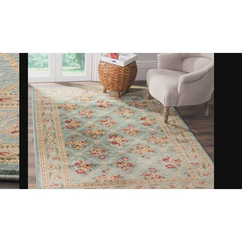 Elegant Blue Floral Trellis 5'3" x 7'6" Synthetic Area Rug