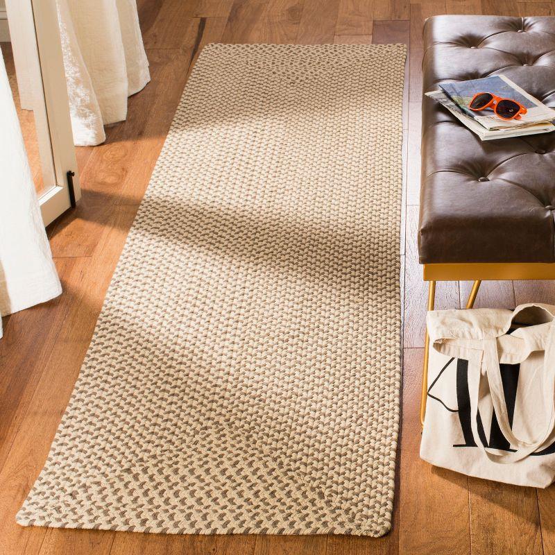 Handwoven Cotton-Synthetic Blend Reversible Runner Rug in Beige/Brown