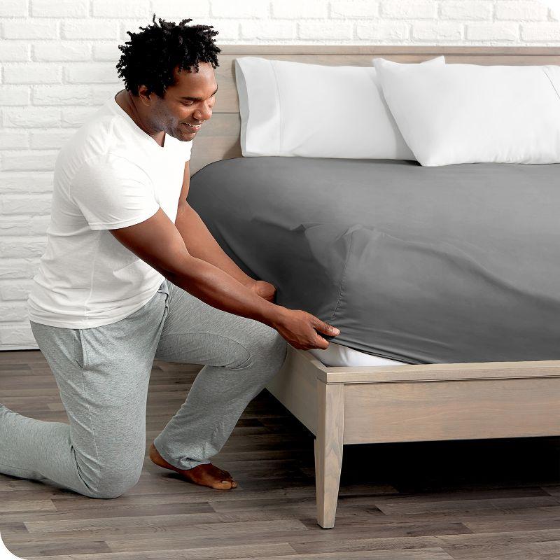 Bare Home Organic Sateen Machine Woven Fitted Sheet