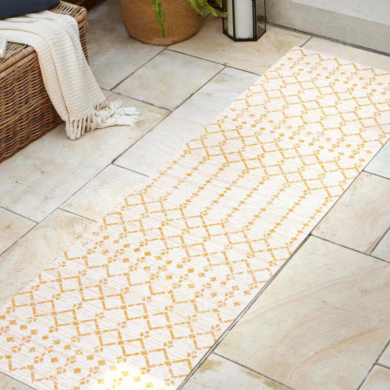 Ourika Moroccan Geometric Textured Weave Indoor/Outdoor Area Rug - JONATHAN Y