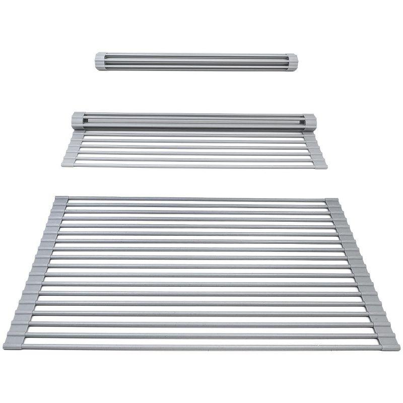 Gray Metal Foldable Over-Sink Dish Drying Rack